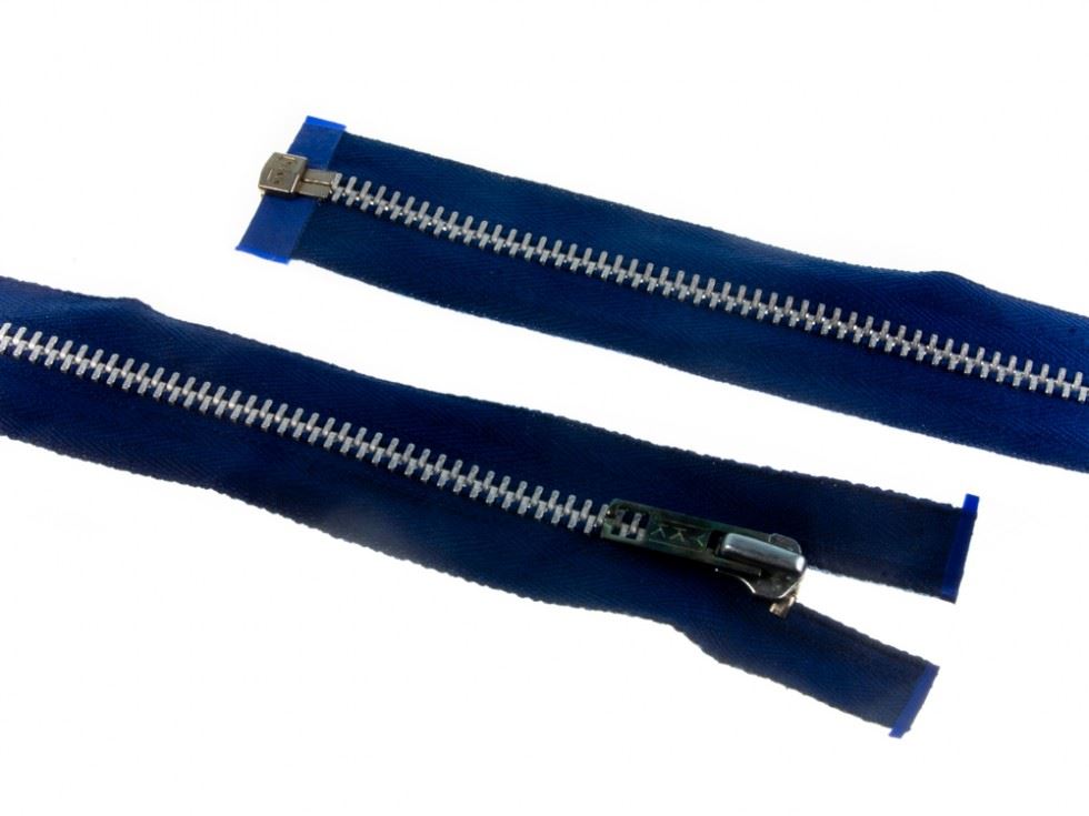 YKK Silver Metal Open End Zips Royal Blue