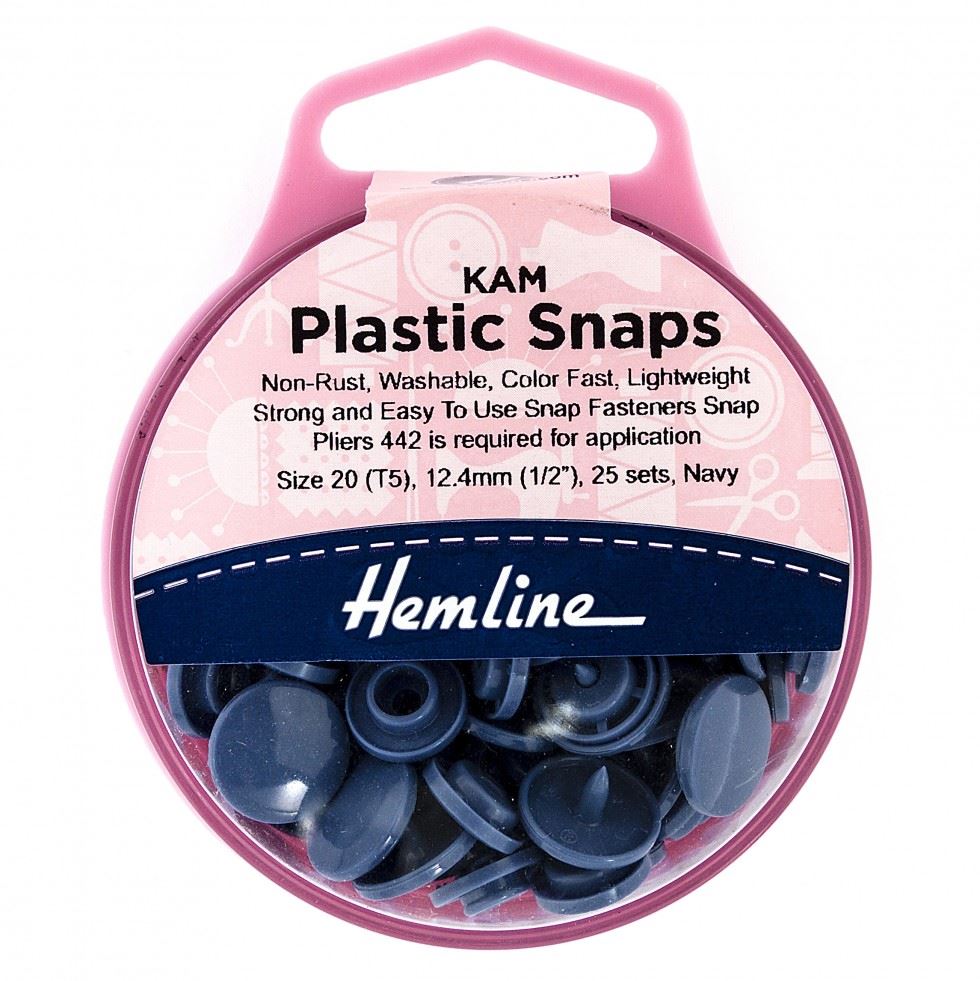 Hemline Navy Kam Plastic Snaps