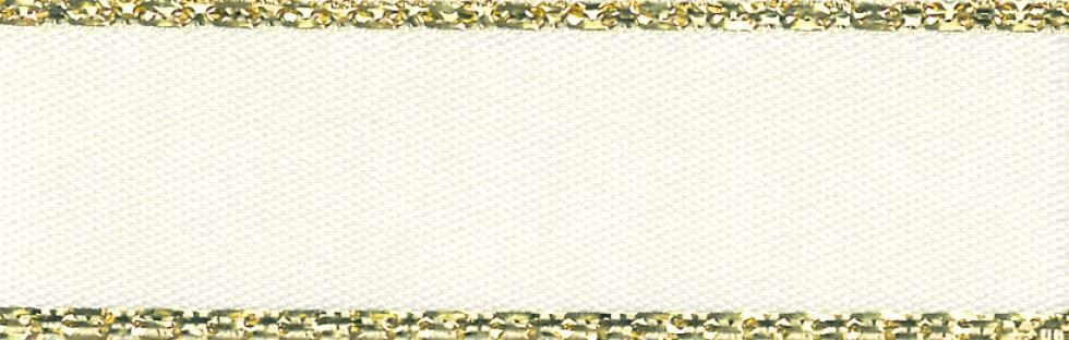 Minerva Edge Satin Ribbon (Value Roll) 419 Bridal White Gold Berisfords R769625419