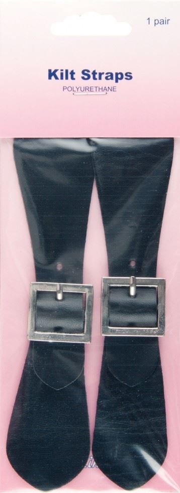 Minerva Kilt Straps Black Polyurethane Hemline H411.bl