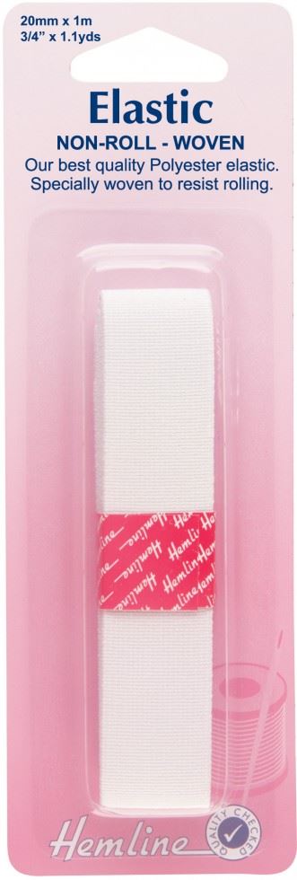 Hemline White Non Roll Elastic