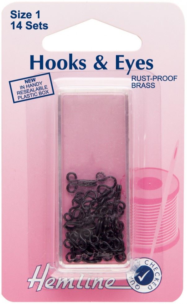 Hemline Black Hook & Eye Fastenings