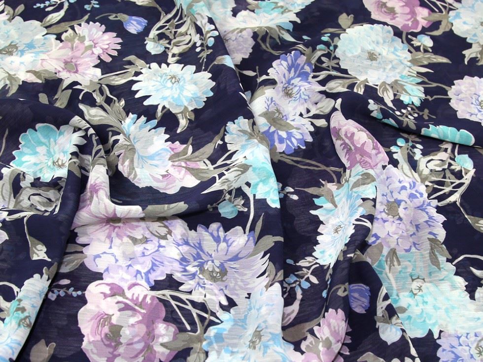 Lady Mcelroy Multicoloured Crinkle Sheer Chiffon Fabric