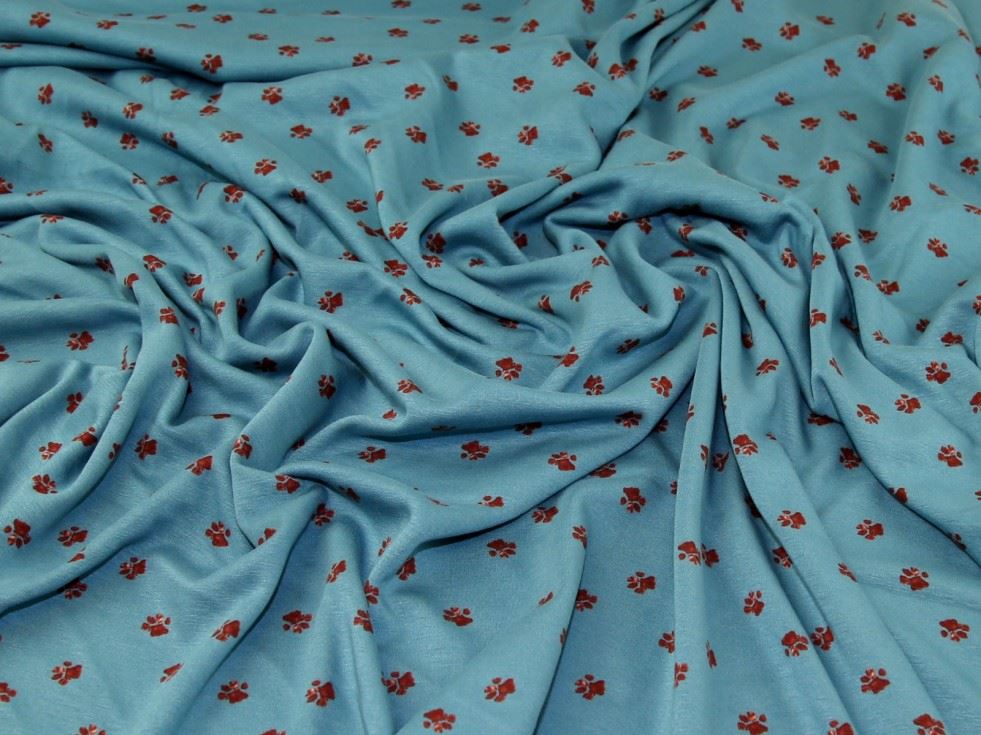 Turquoise Deadstock Fur Back Sweatshirt Stretch Knit Fabric