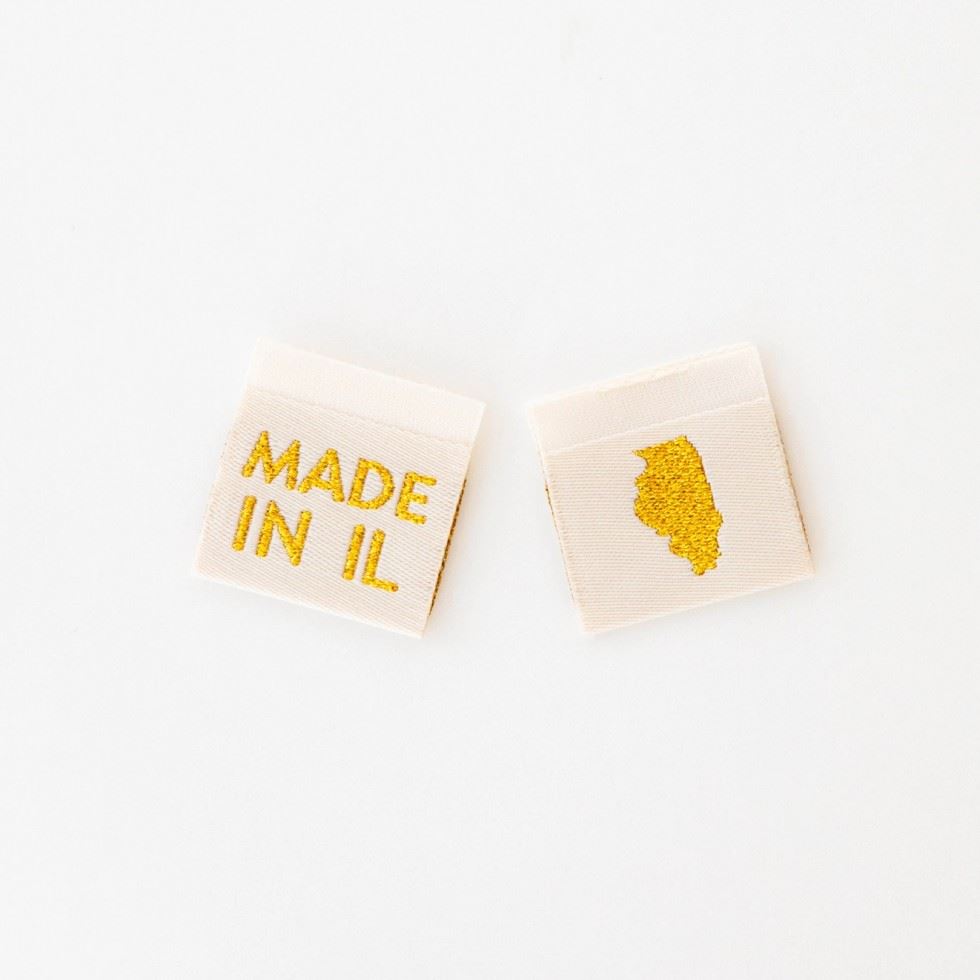 Sarah Hearts Made In My State Gold Woven Labels Illinois
 