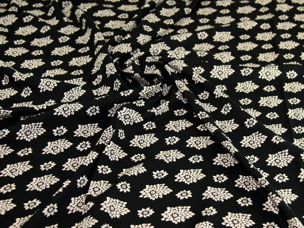 Black Deadstock Viscose Challis Fabric