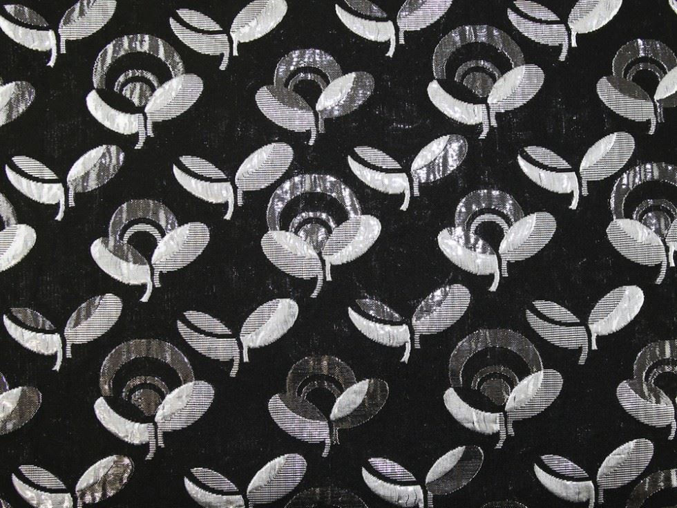Deadstock Metallic Woven Brocade Fabric Black & Silver
 