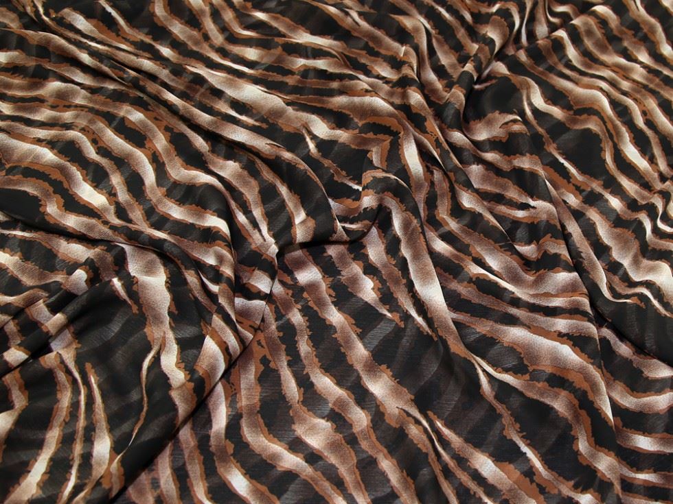 Brown Deadstock Crinkle Sheer Chiffon Fabric