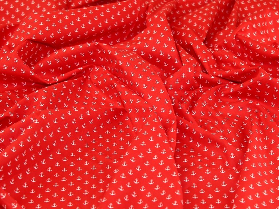 Red Deadstock 100% Cotton Poplin Fabric