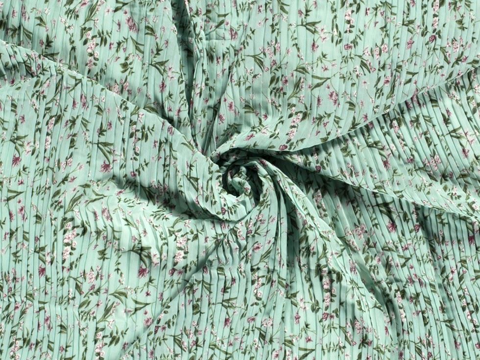 Pleated Chiffon Plisse Fabric Mint
 