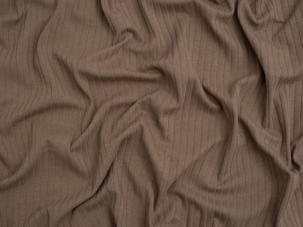 Minerva Core Range Baby Soft Cotton Rib Stretch Knit Fabric Taupe
 