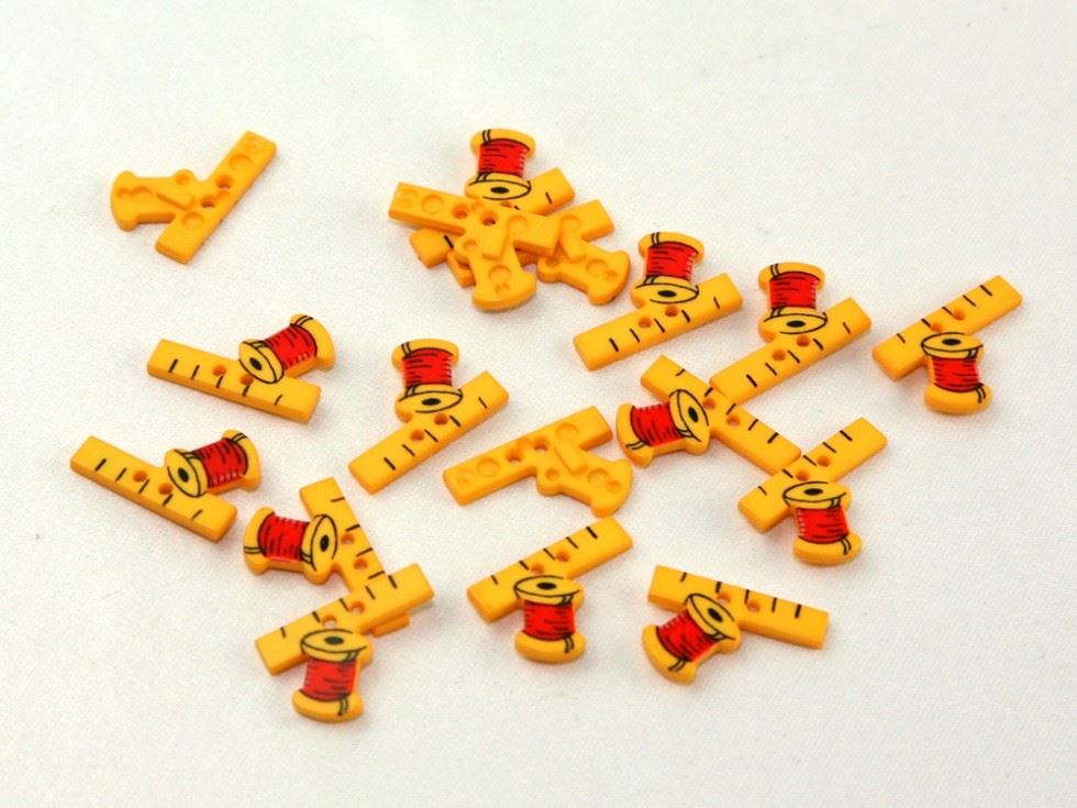 Dill Yellow/Red Sewing Ruler Spool Buttons (Value Pack)