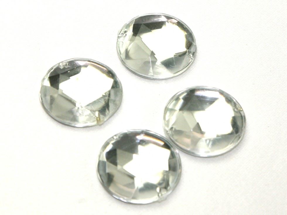 Round Acrylic Jewels Silver Clear
 