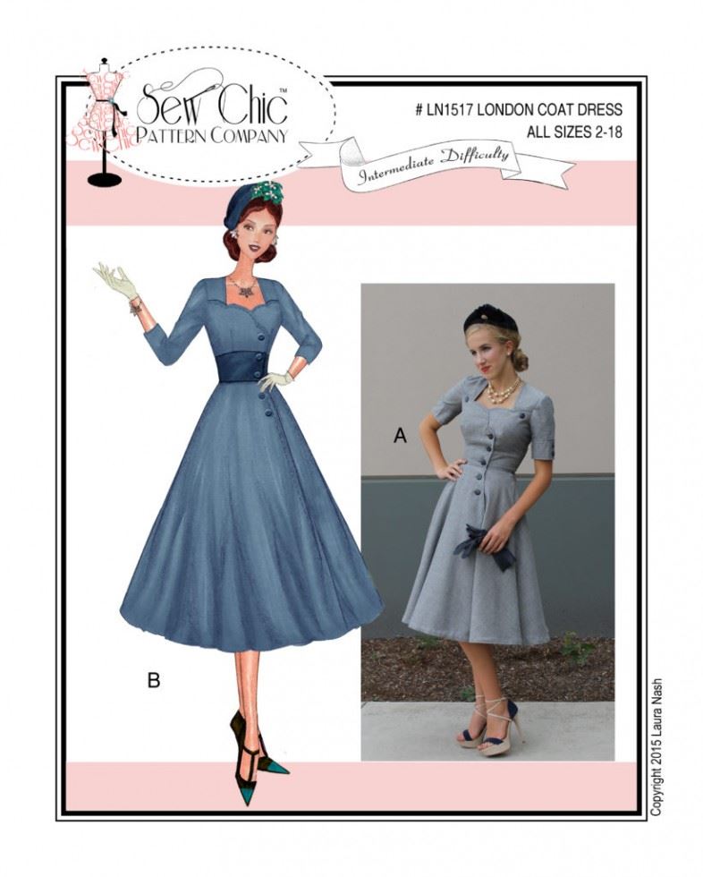 Sew Chic Paper Sewing Pattern London Coat Dress
 