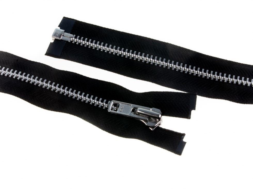 YKK Heavy Duty Silver Metal Open End Zips Black