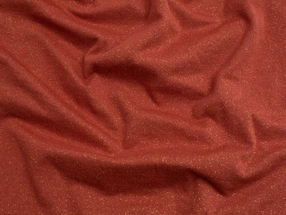 Lurex Tubular Rib Stretch Knit Fabric Ginger & Gold
 