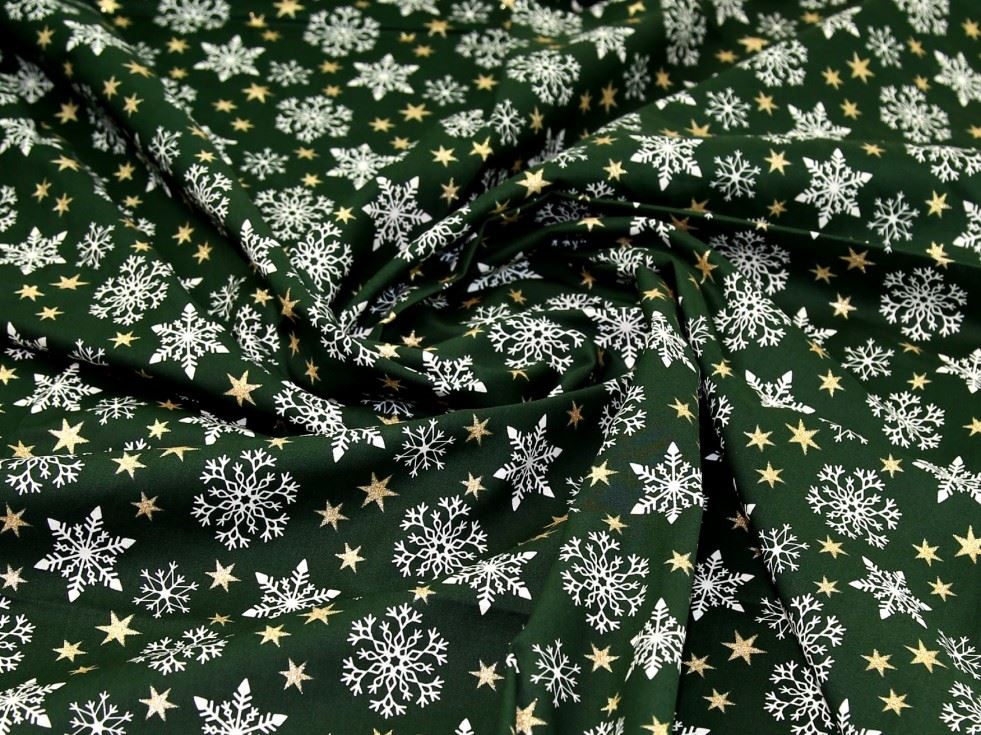 Deadstock Glitter 100% Cotton Fabric Bottle Green
 
