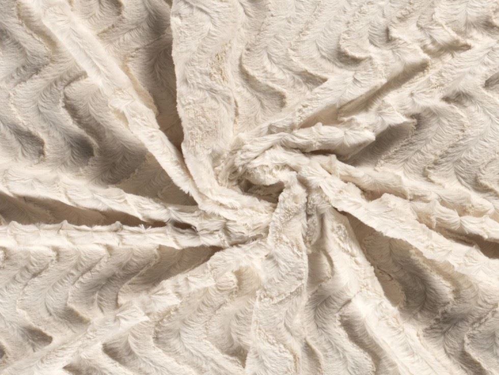 Embossed Faux Fur Fabric Ivory