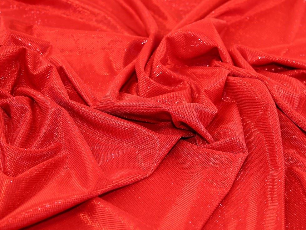 Red Deadstock Lurex Textu Stretch Knit Fabric