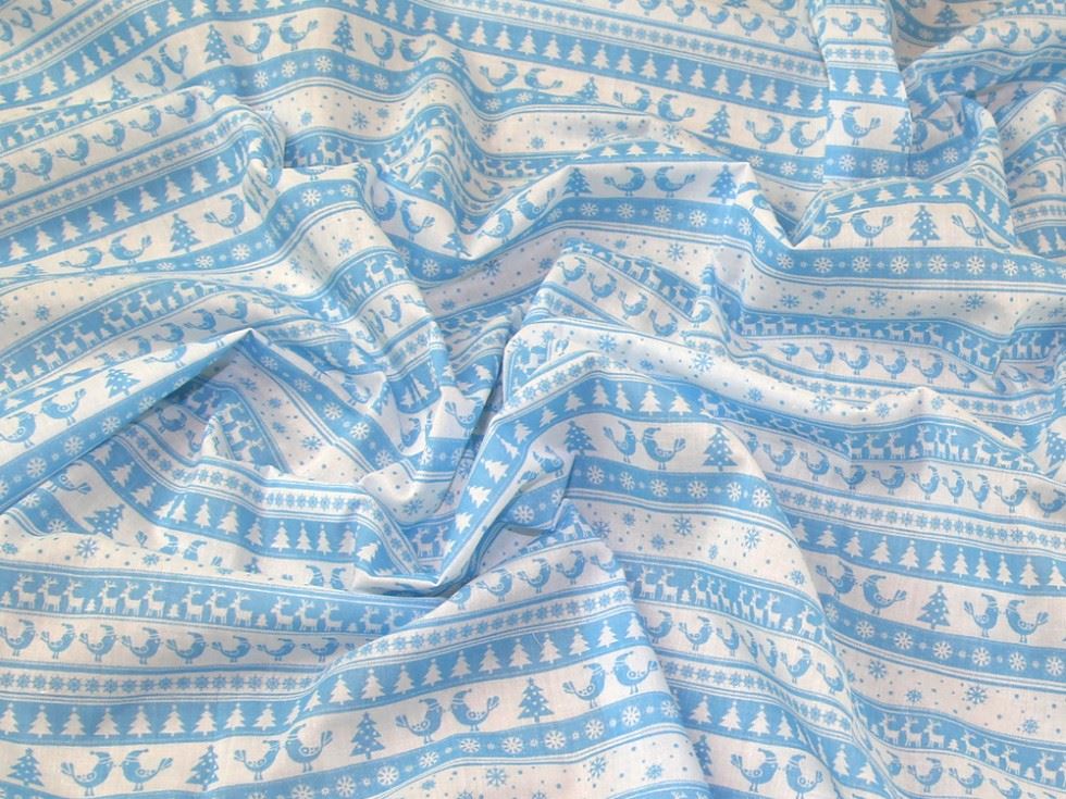 Printed Polycotton Fabric Pale Blue