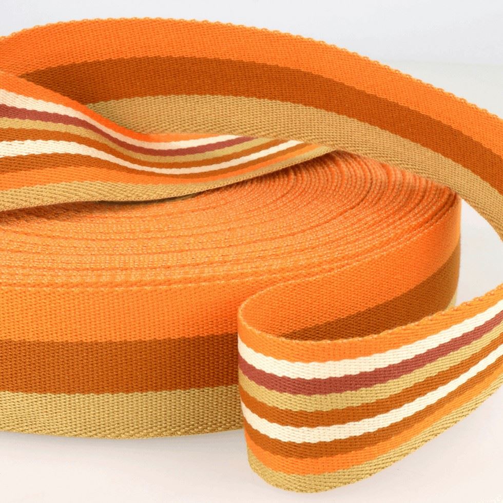 Stephanoise Double Sided Stripe Webbing Tape Oranges