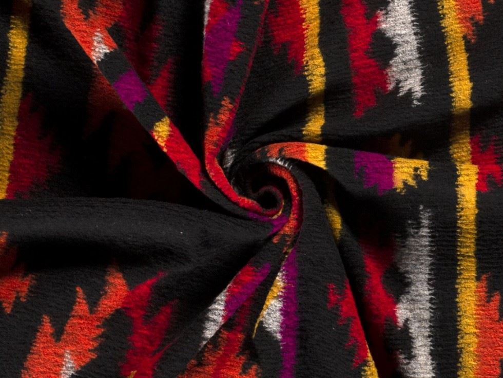 Wool Blend Knit Coating Fabric Black Multi