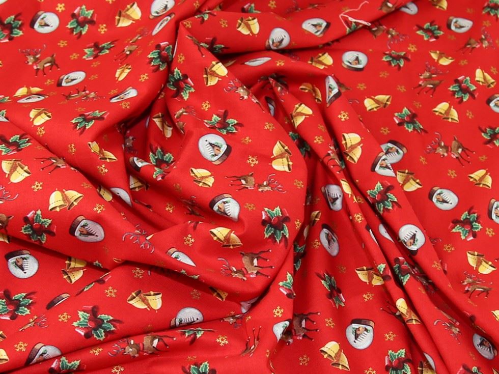 Red Deadstock 100% Cotton Fabric
