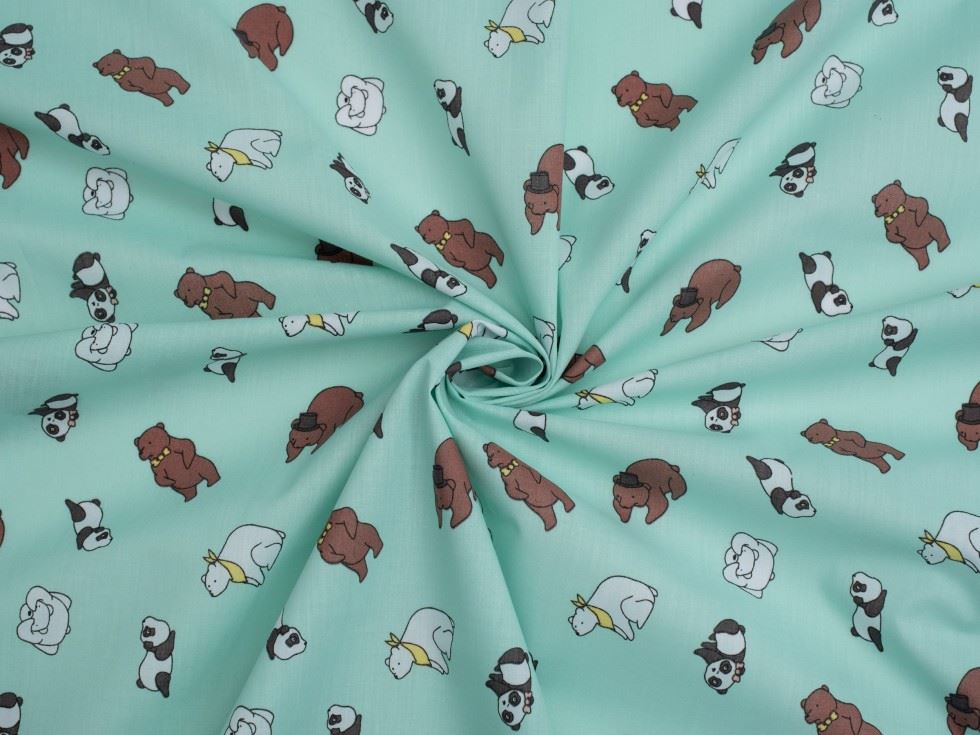 Printed Polycotton Fabric Mint Green