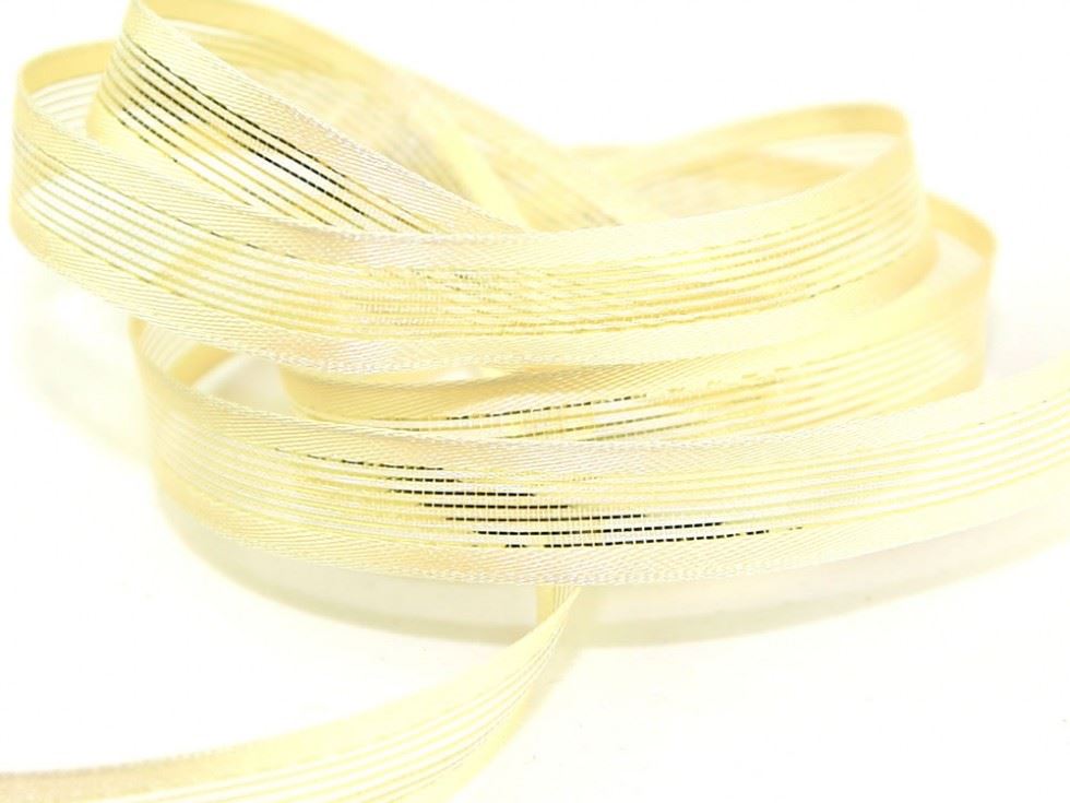 Wired Edge Lurex Ribbon Cream/Gold