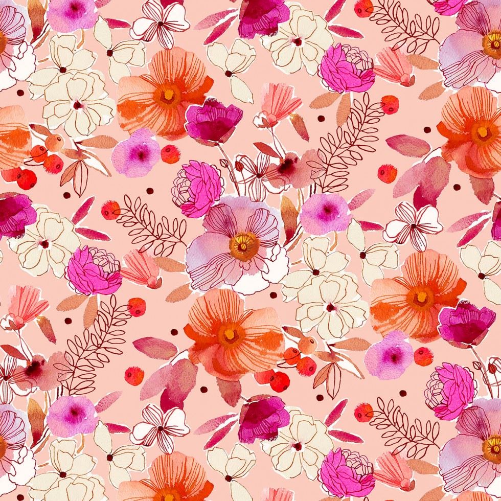 Dashwood Studio Pink Flora Rayon Challis Fabric