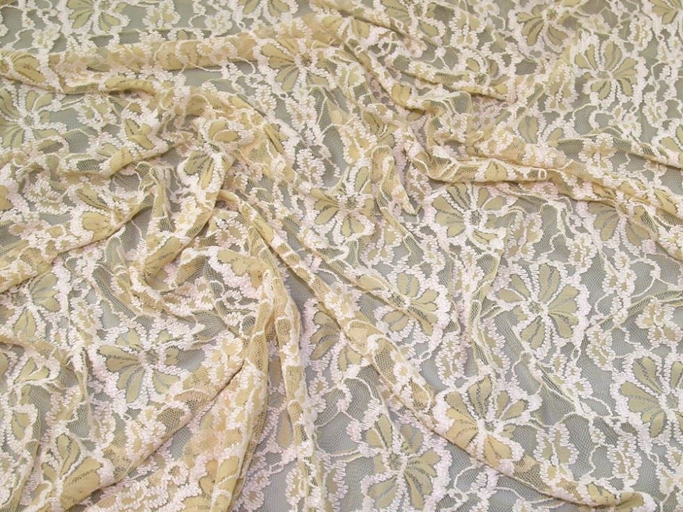 Deadstock Stretch Lace Fabric Fawn
 