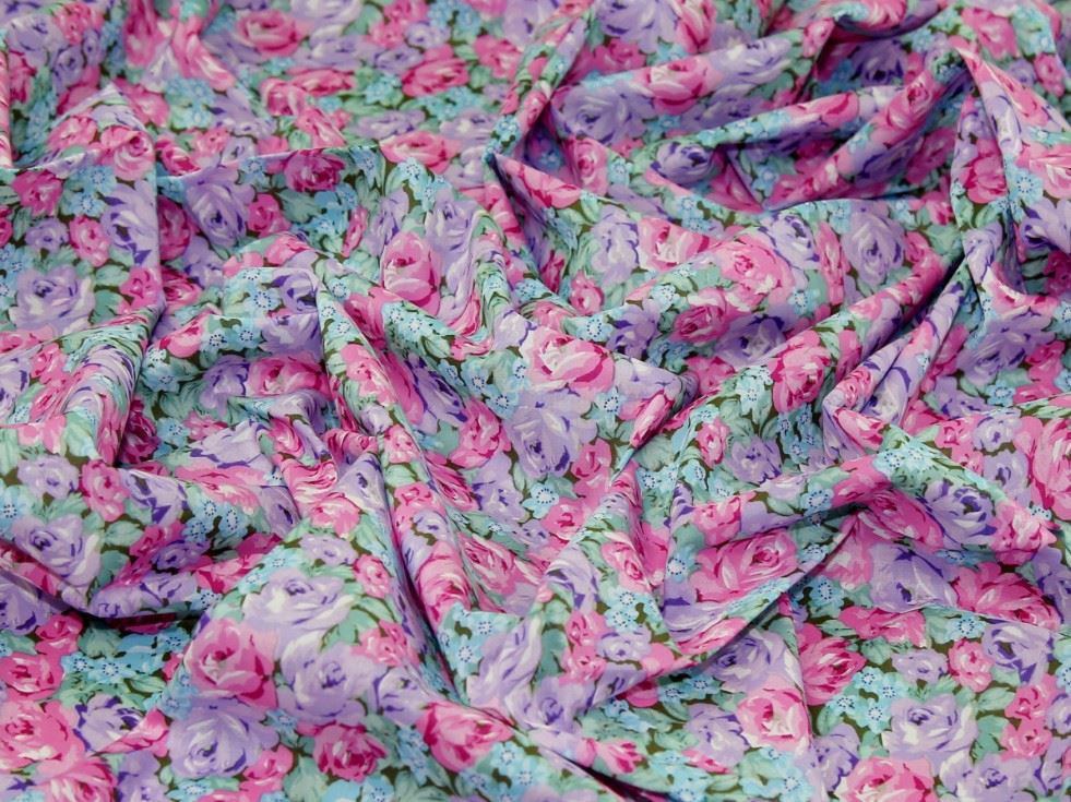 Deadstock Sea Island Cotton Voile Fabric Pink Multi
 