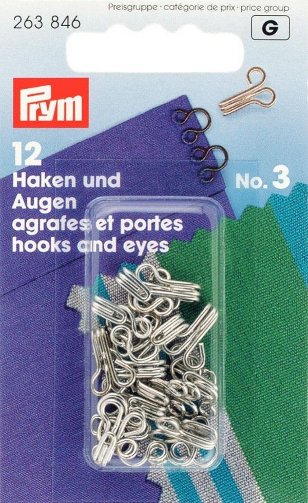 Prym Silver Hook & Eye Fasteners
