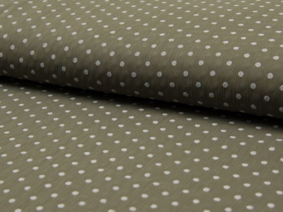 Army Green Deadstock Crinkle Sheer Chiffon Fabric