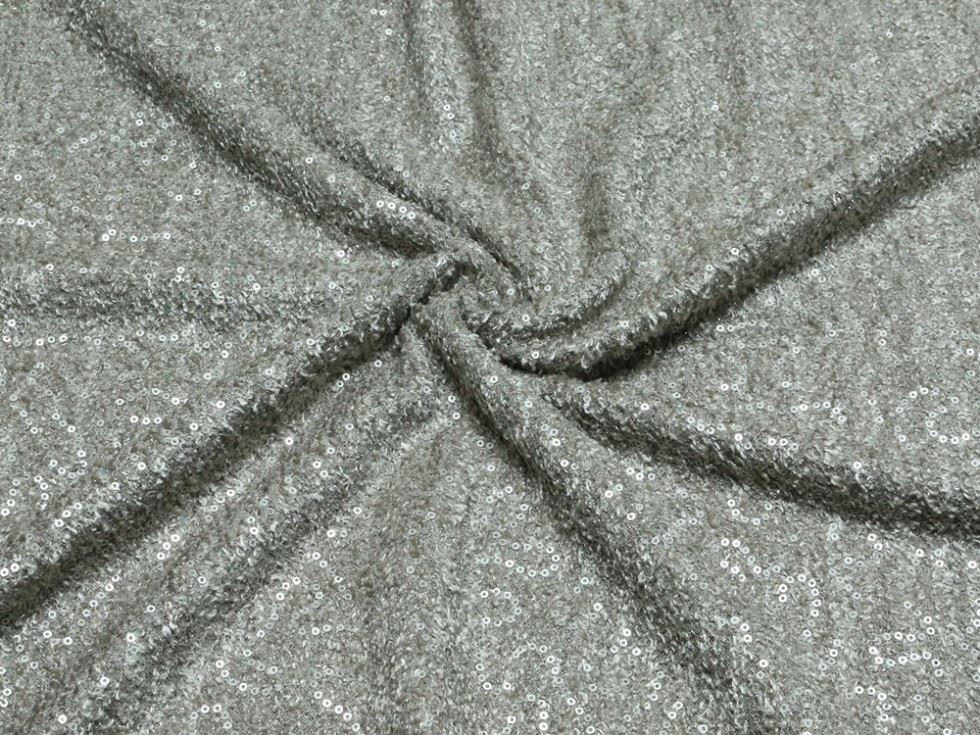 Silver Deadstock Sequin Tweed Coating Fabric