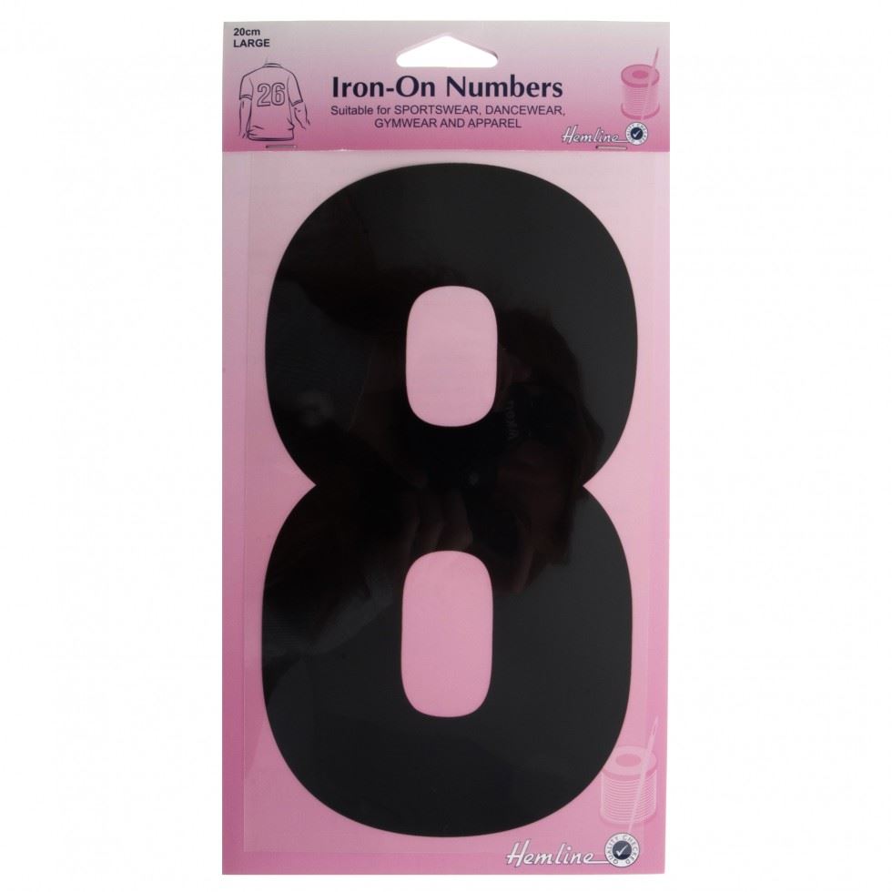 Hemline Black Number 8 Number Patch Motif