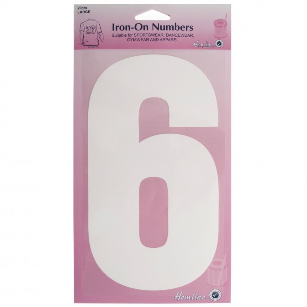 Hemline White Number 6 Number Patch Motif