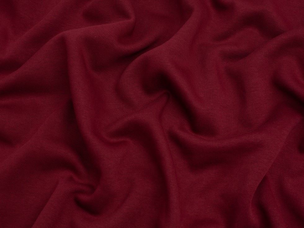 Minerva Core Range Bordeaux Polycotton Fleece Back Sweatshirt Stretch Knit Fabric