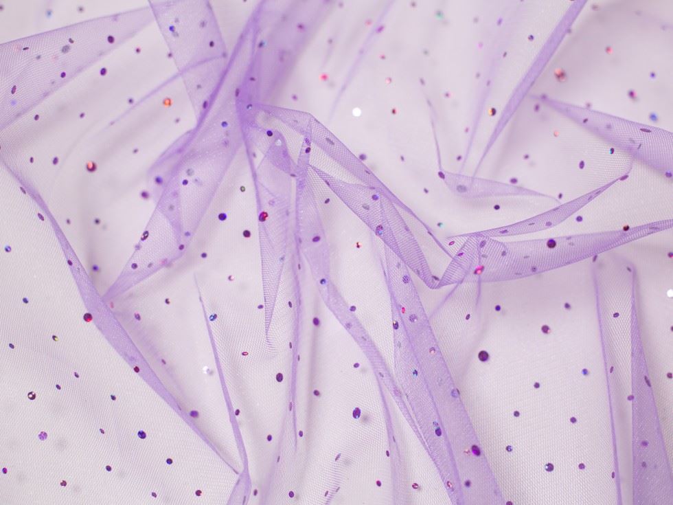 Minerva Core Range Lilac Sequin Tulle Net Fabric