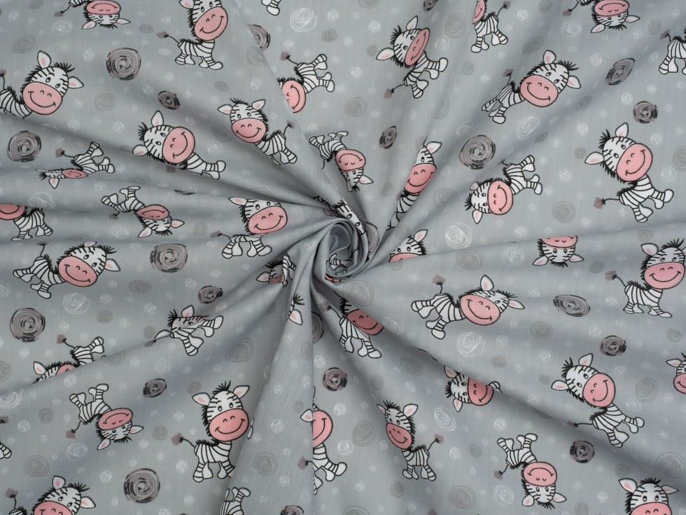 Grey Printed Polycotton Fabric