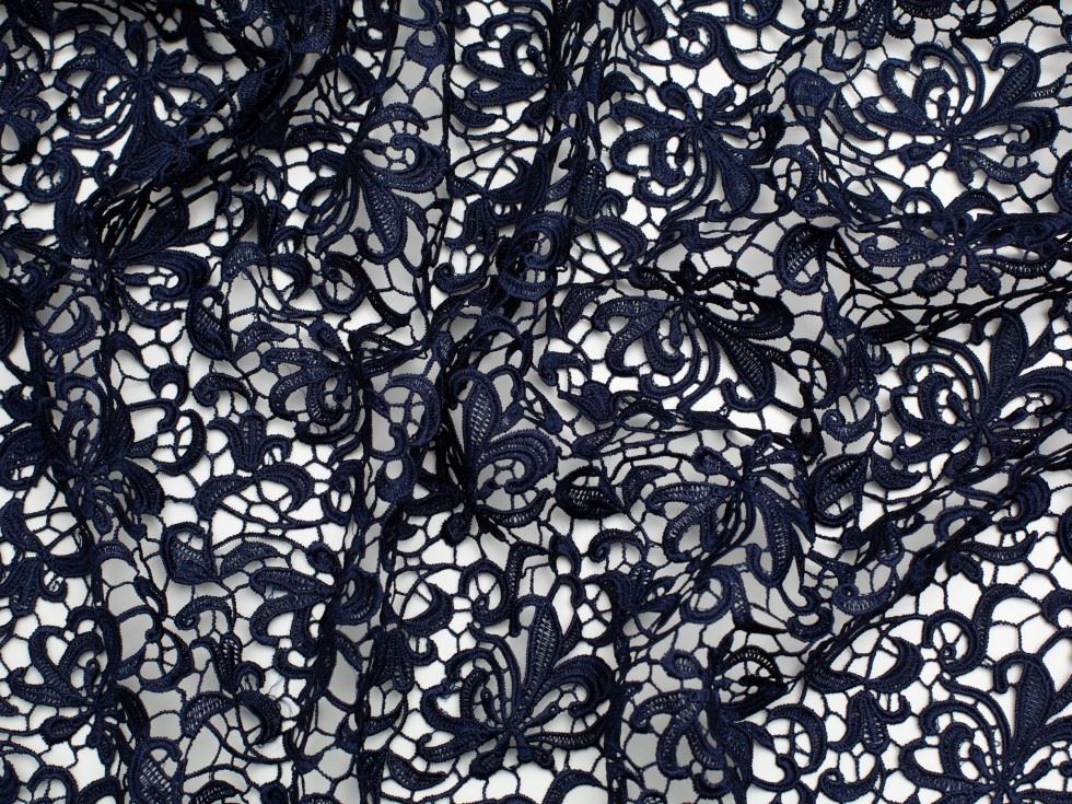 Minerva Core Range Heavy Guipure Lace Fabric Navy Blue