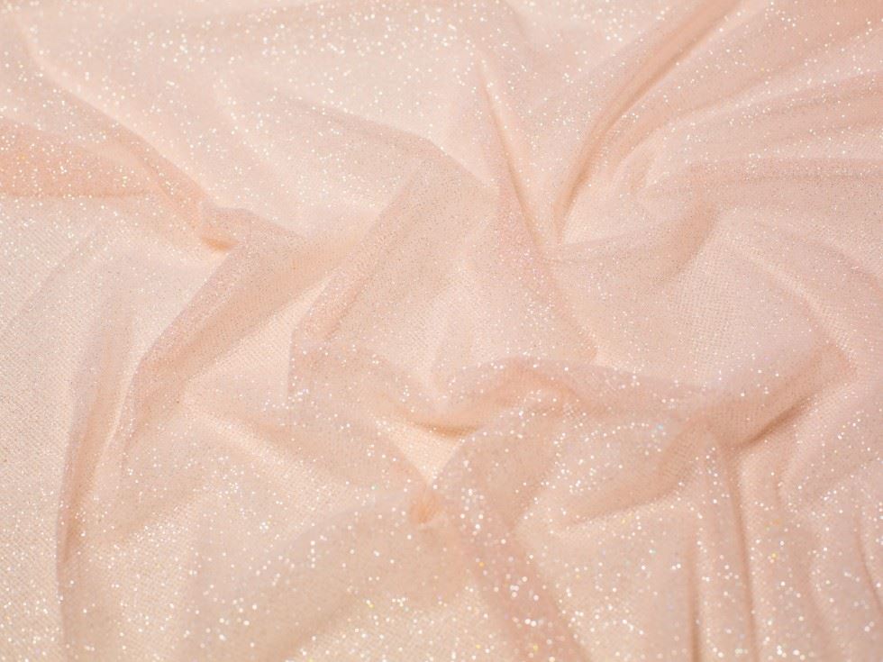 Minerva Core Range Shining Glitter Tulle Fabric Blush
 
