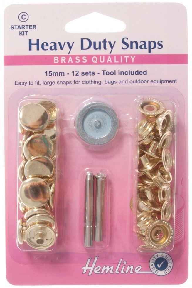 Hemline Gold Heavy Duty Metal Snaps Kit