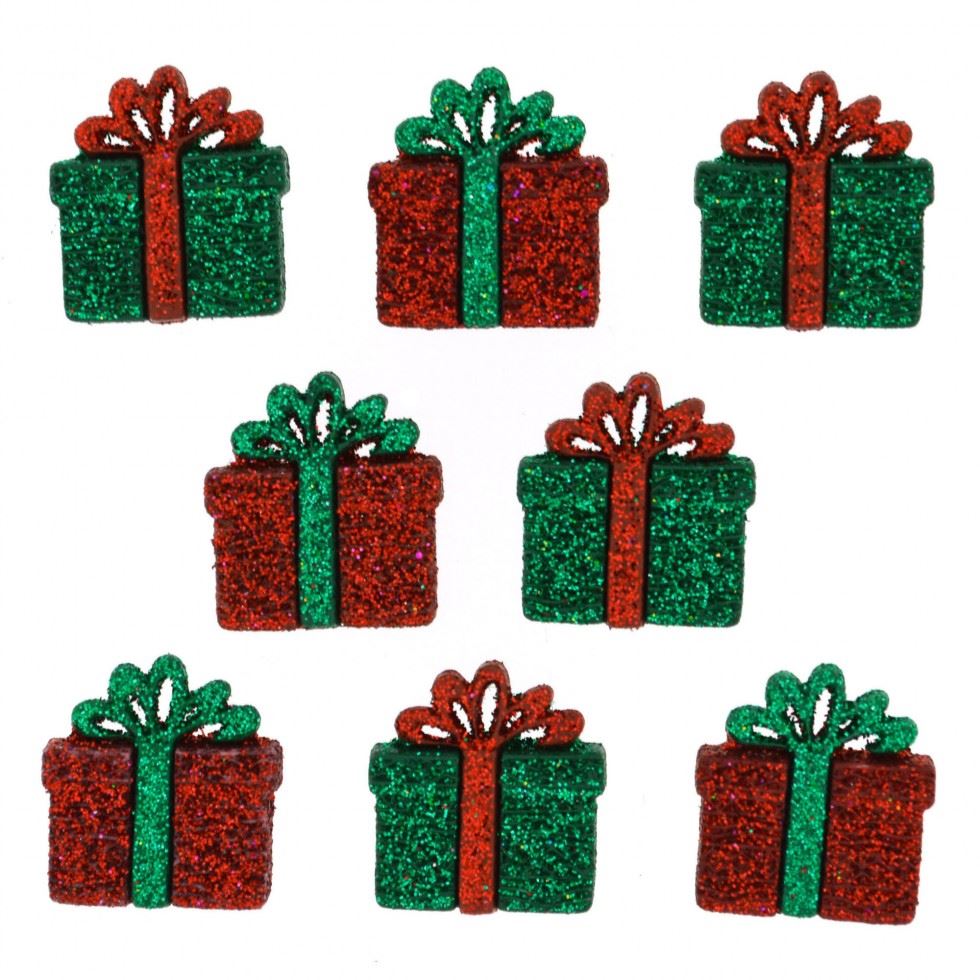 Dress It Up Christmas Glitter Presents Buttons
 