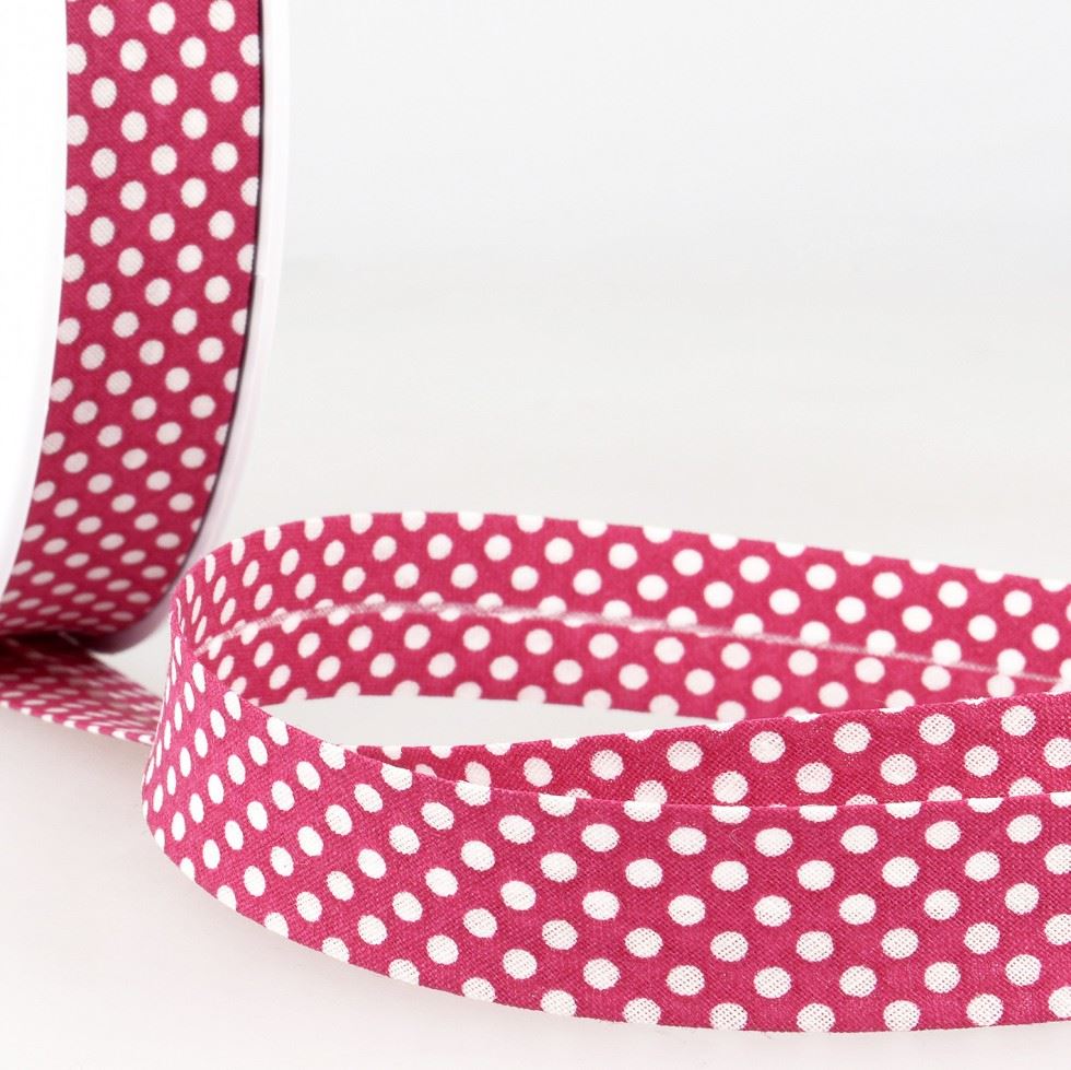 Stephanoise Dotty Bias Binding Tape Fuchsia Pink
 