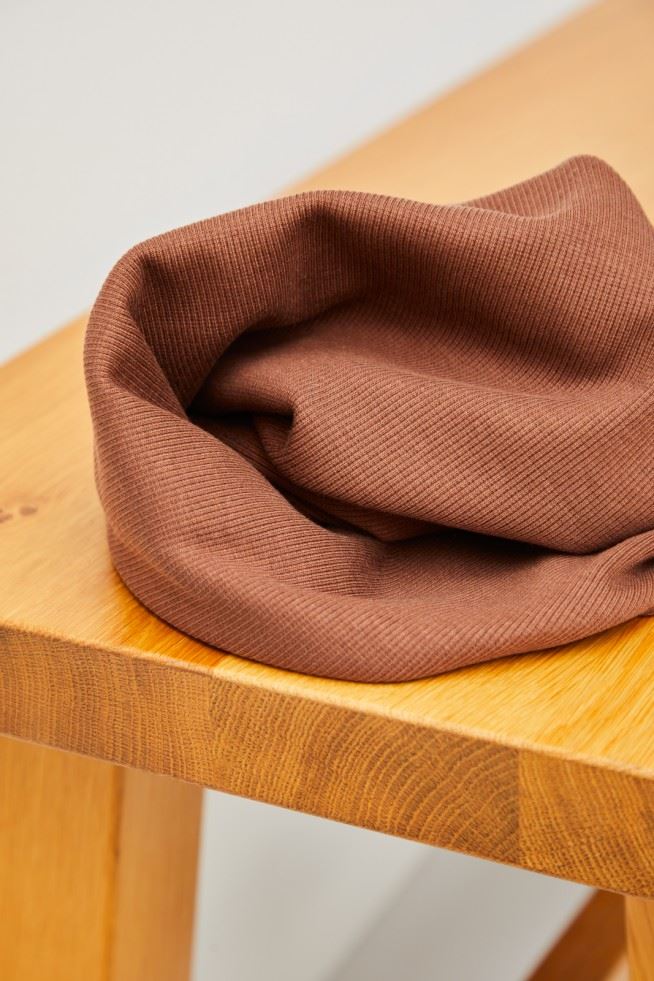 Meet Milk Pecan Neva Tencel Lyocell Cotton Rib Stretch Knit Fabric