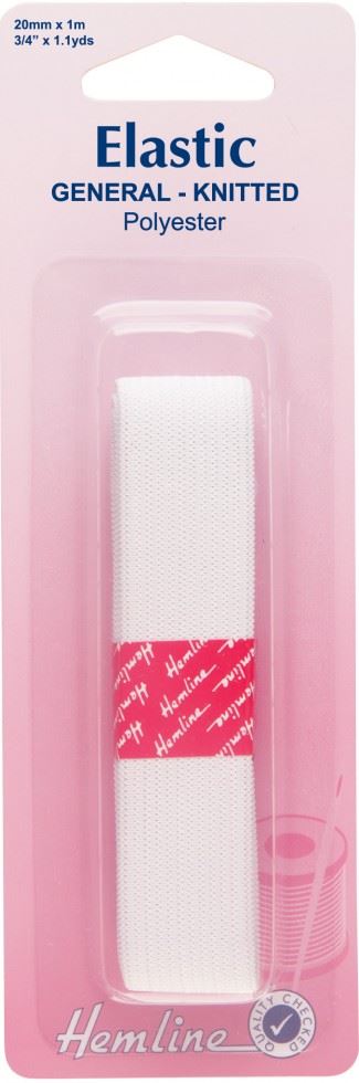 Hemline White General Purpose Elastic
