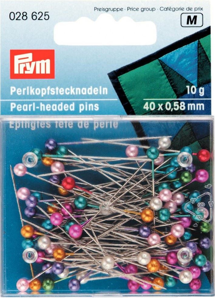 Prym Pearl Headed Pins Assorted Colours