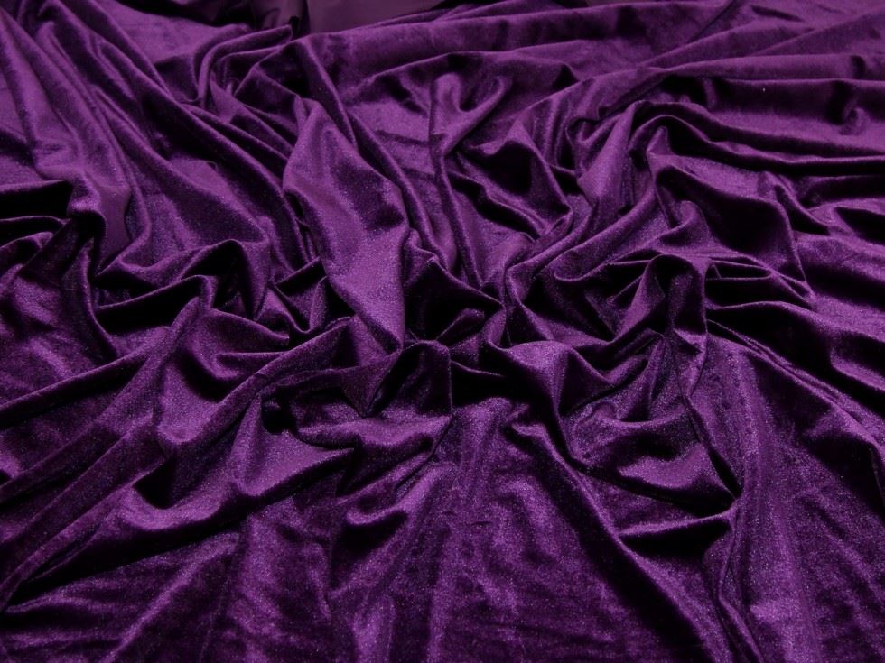 Deadstock Velvet Stretch Knit Fabric Damson