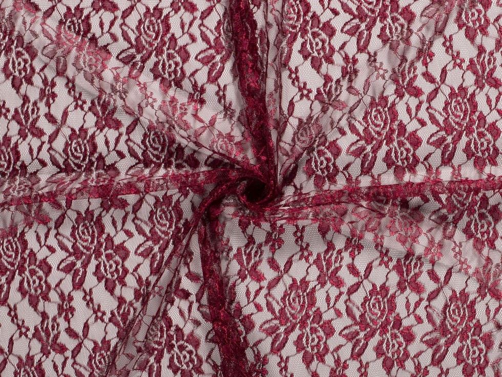 Wine Fine Floral Lace Fabric
